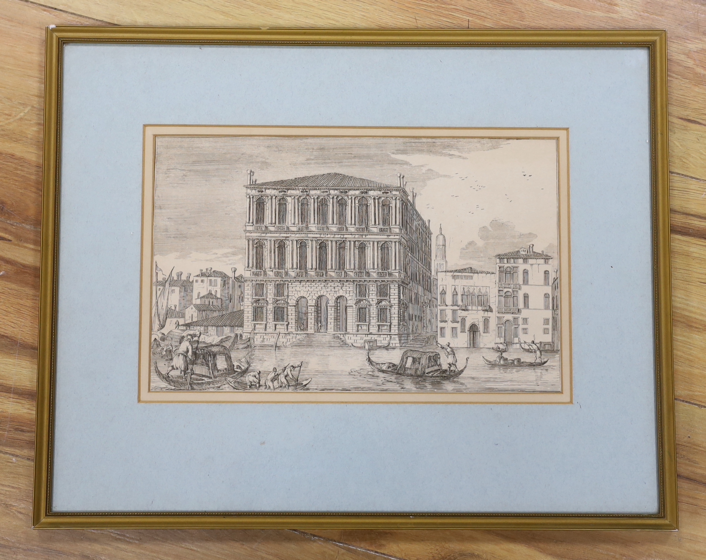 18th century engraving, Palazzo Corner della Ca' Granda, Venice, 29cm x 18cm